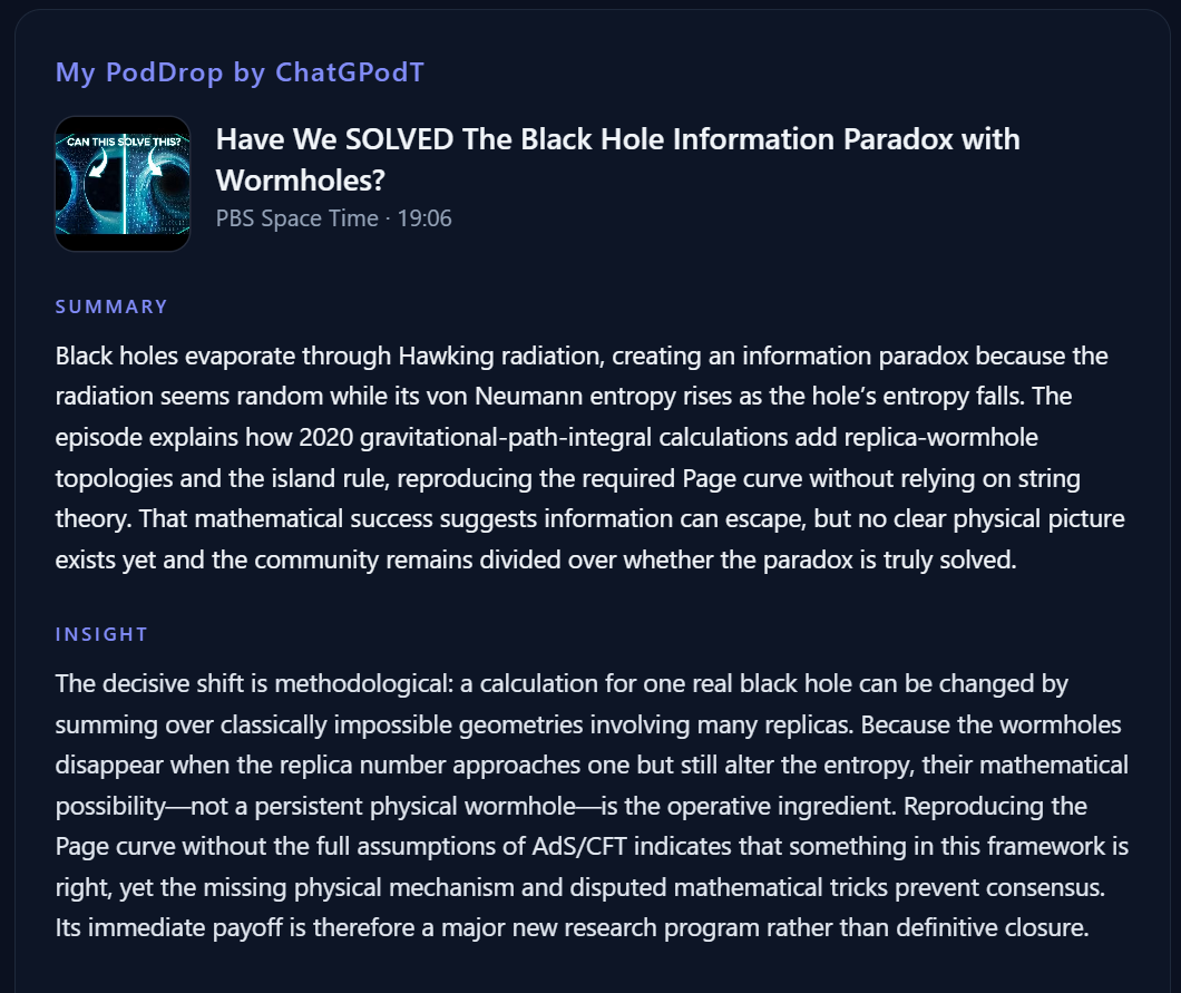 PodDrop summary and insight